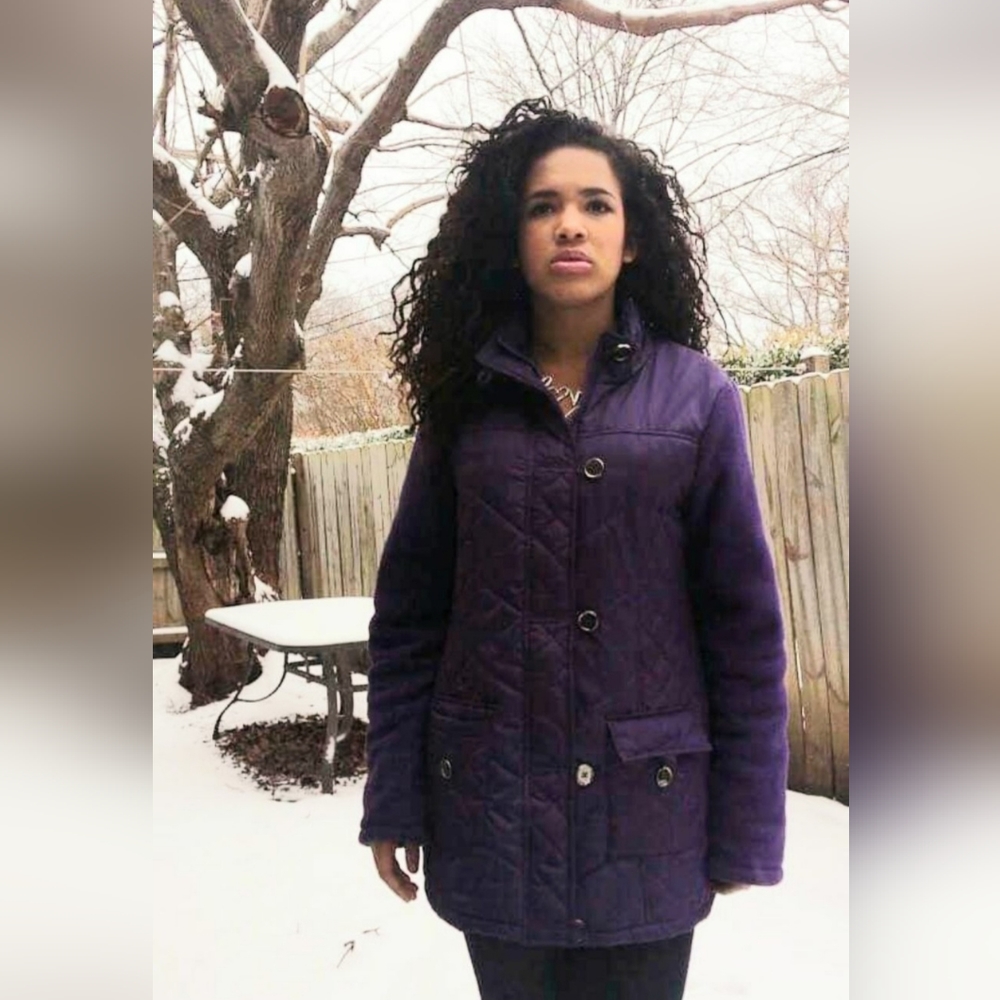 Purple Lightweight Quilted & Fleece Mix Juniors Coat Size Large